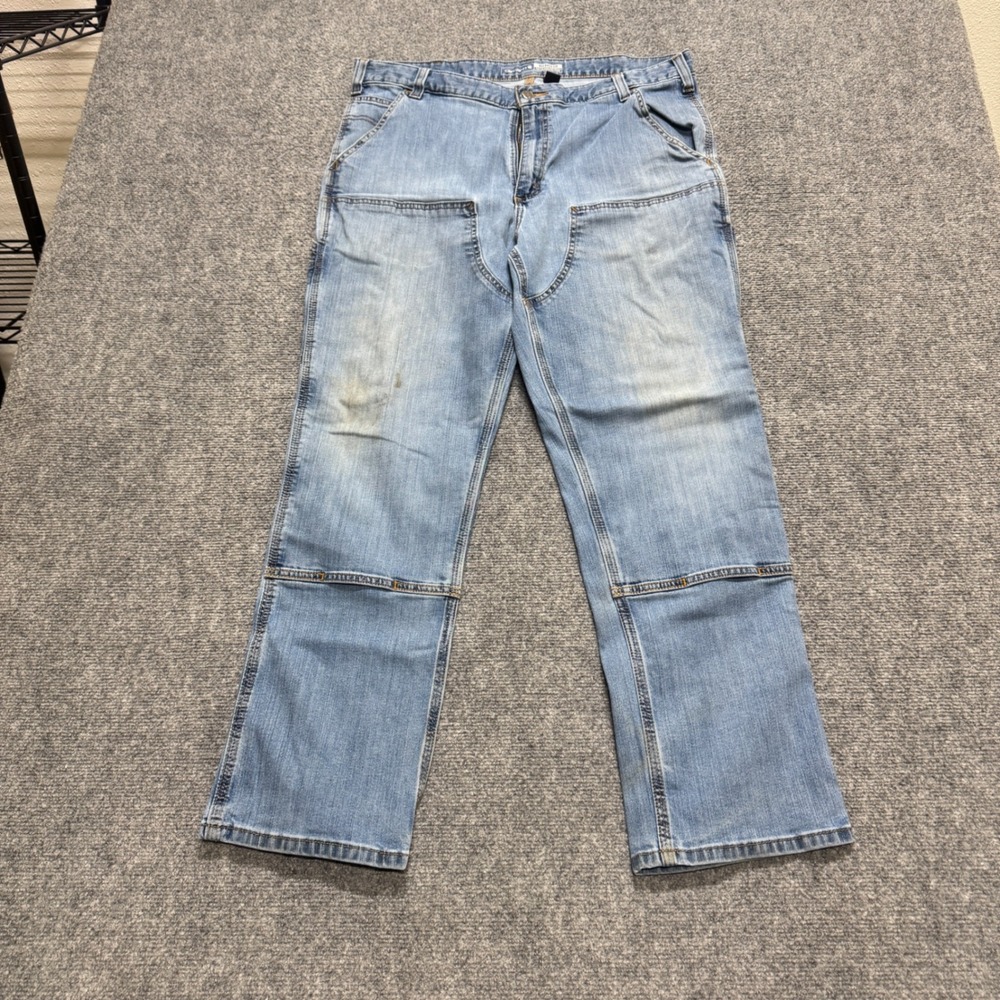 Carhartt Double Knee Relaxed Fit Men's 34x30 Light Blue Y2K Workwear Slim Fit